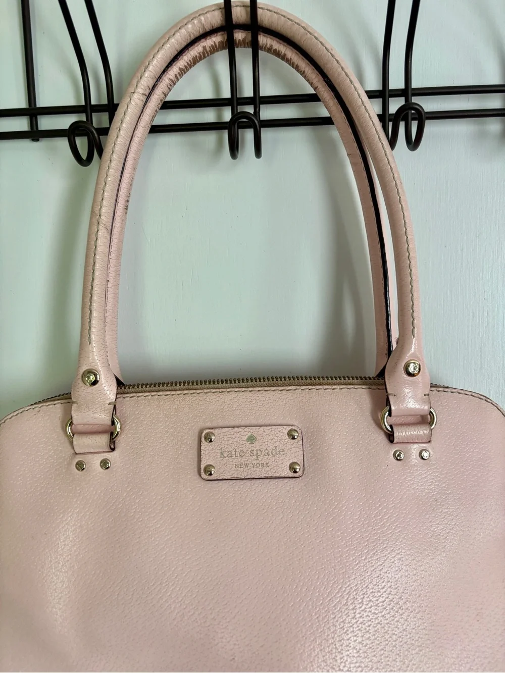 kate spade Pale Pink Leather Dome Satchel with Gold Hardware